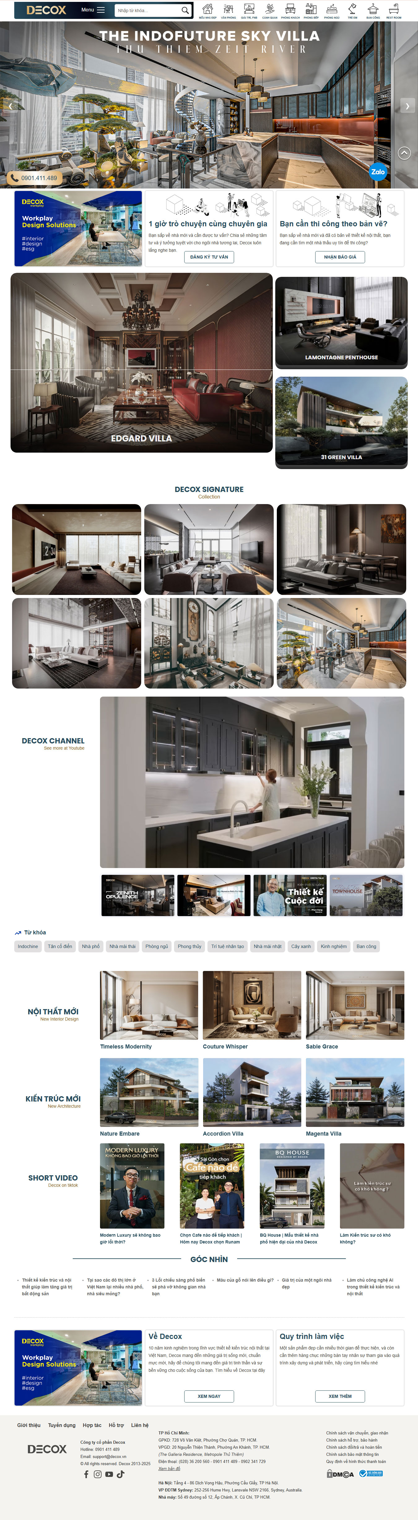 Giao diện mẫu web thiết kế nội thất