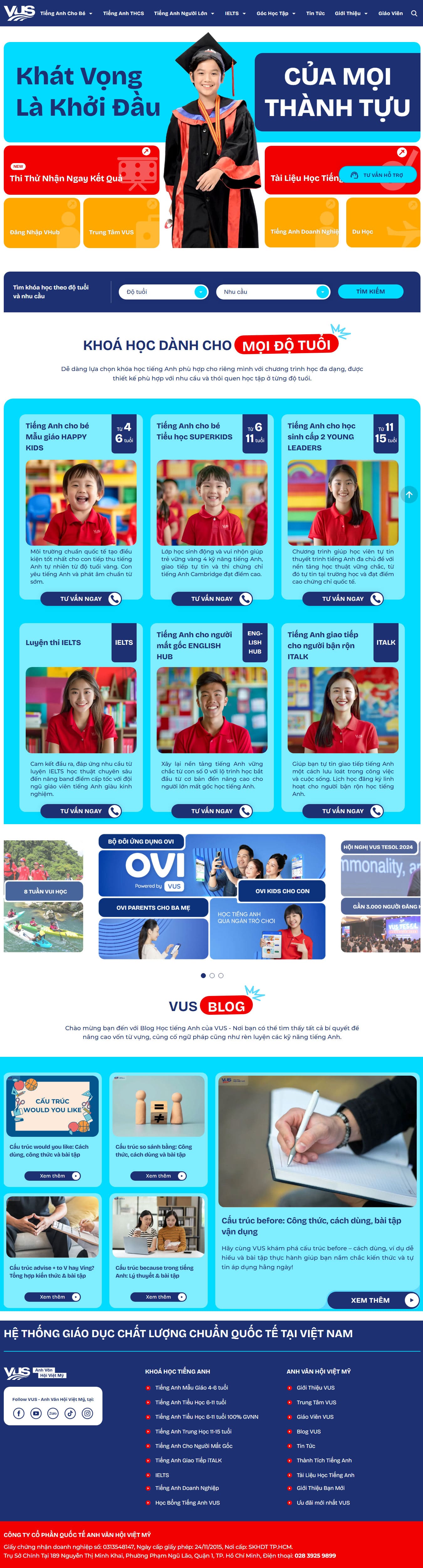 Giao diện mẫu web trung tâm ngoại ngữ