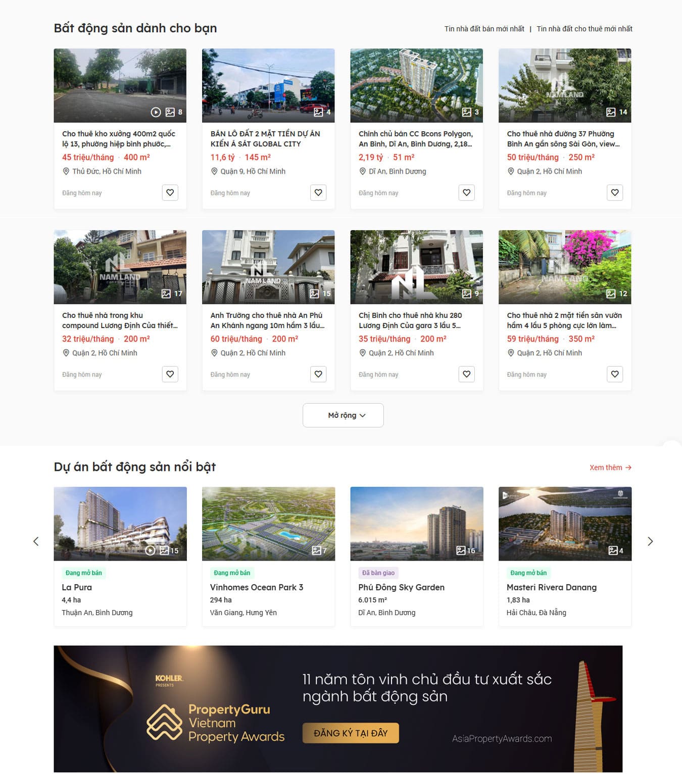 Giới thiệu mẫu web bất động sản