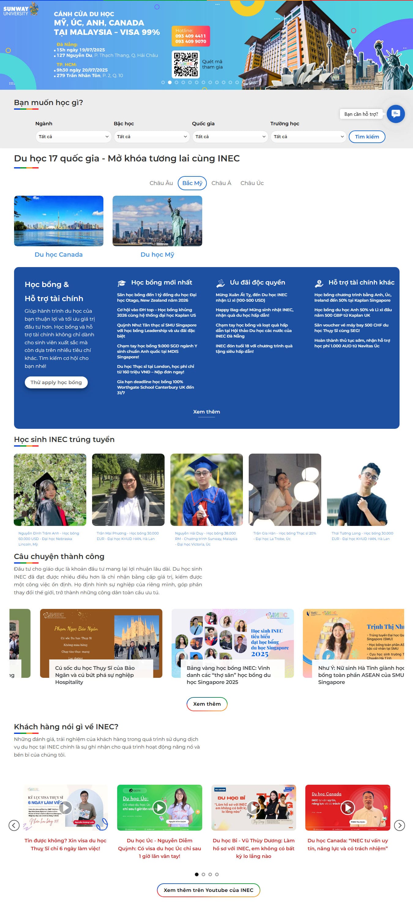 Giới thiệu mẫu web tư vấn du học
