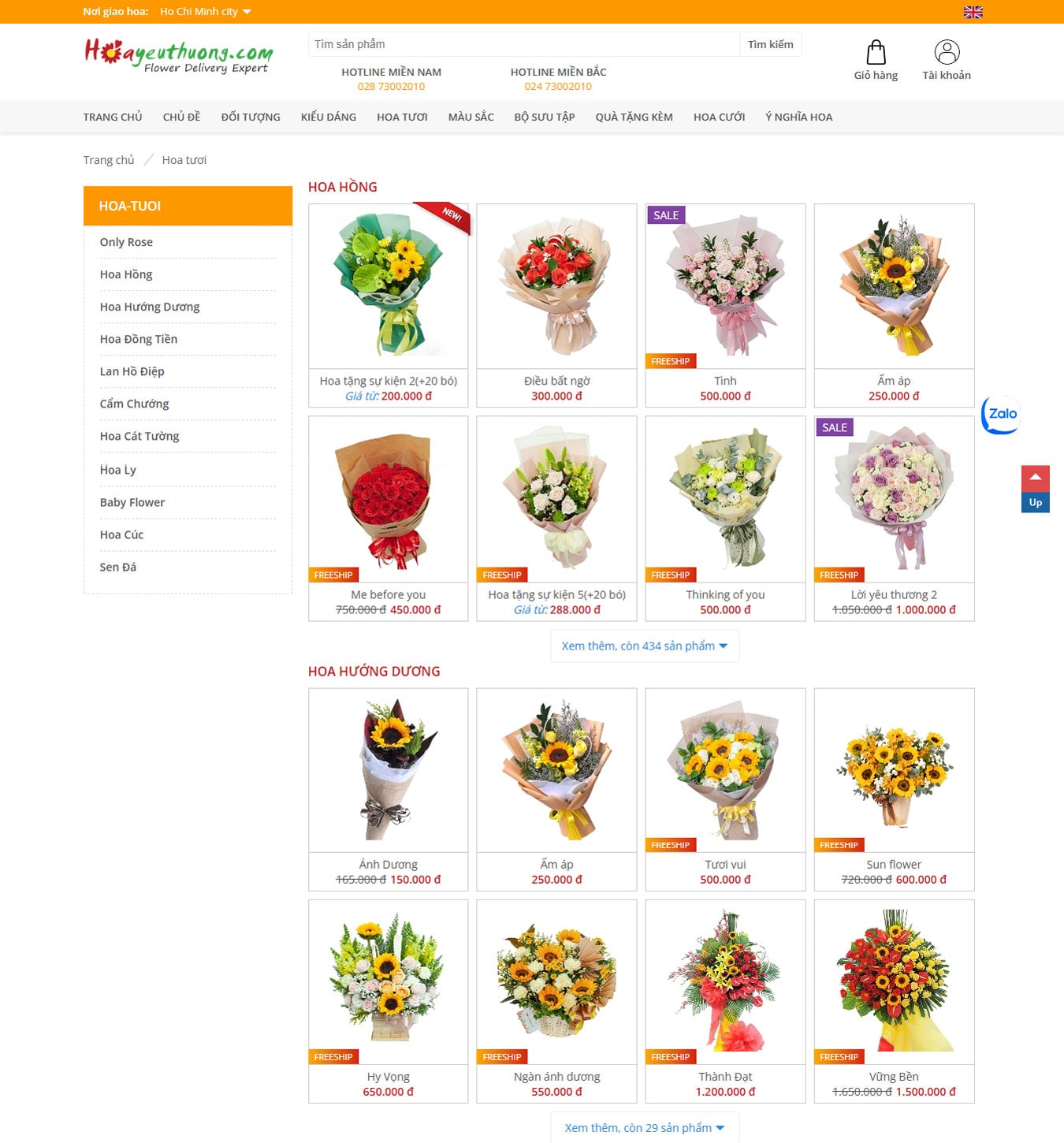 Hoa tươi mẫu web bán hoa