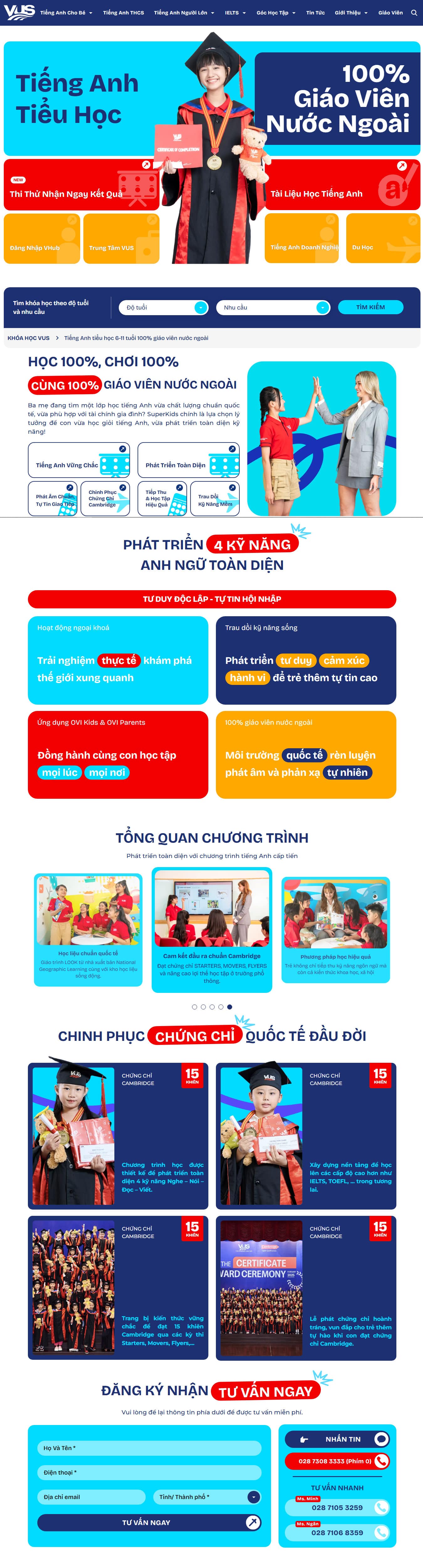 Khoá học mẫu web trung tâm ngoại ngữ
