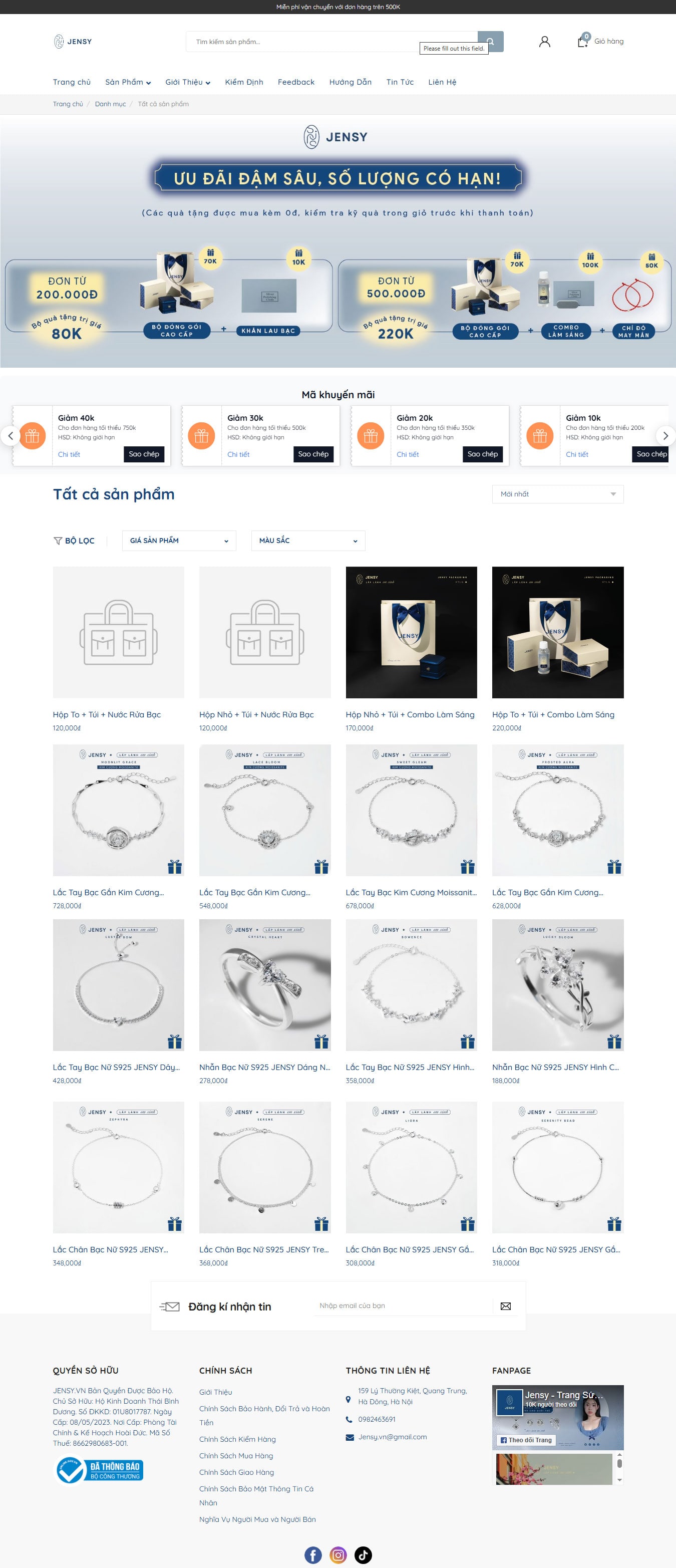 Sản phẩm mẫu web bán trang sức