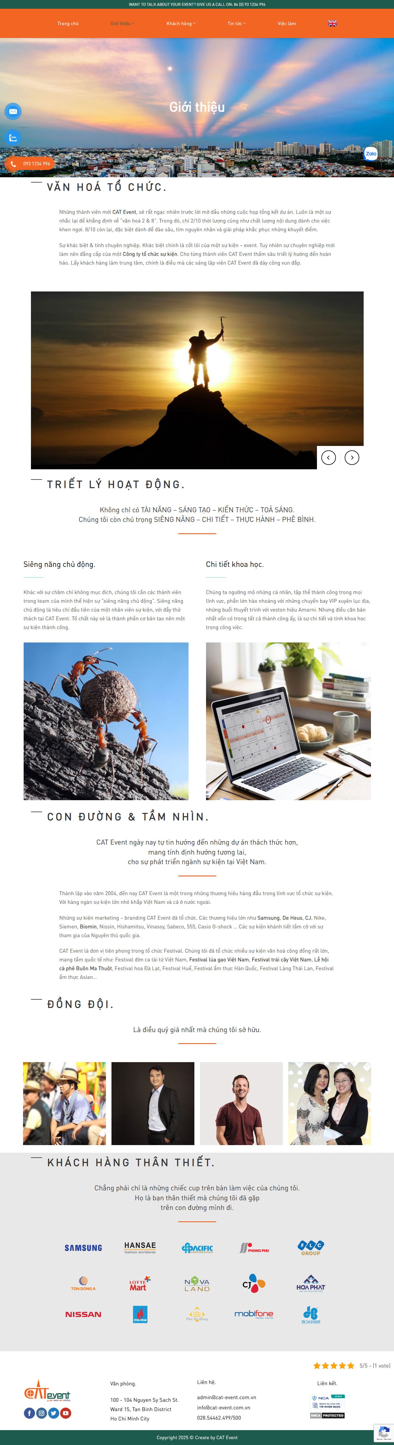 Trang về chúng tôi mẫu web tổ chức sự kiện