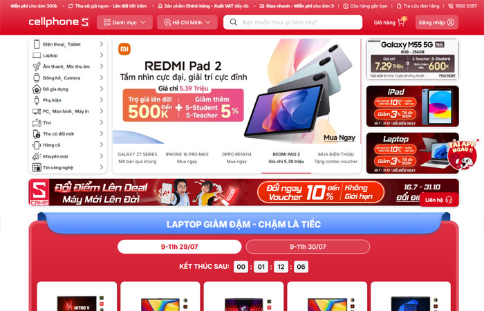 Mẫu web bán điện thoại đẹp