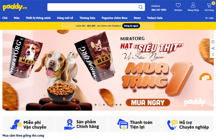 Mẫu web bán đồ thú cưng đẹp