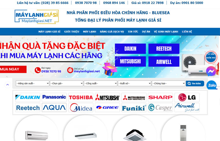 Mẫu web bán máy lạnh đẹp