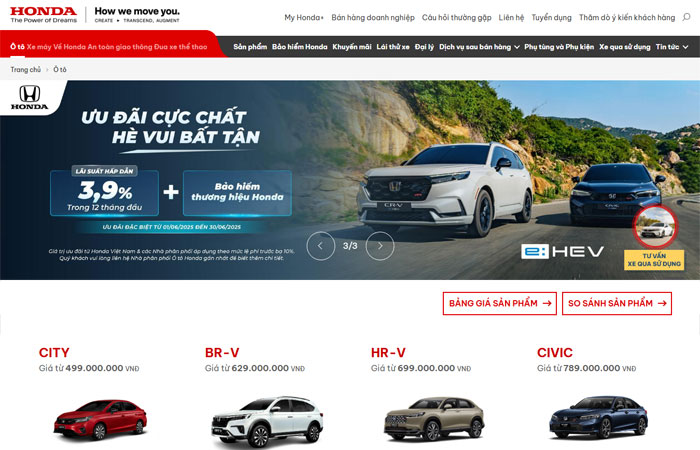 Mẫu web bán xe ô tô thiết kế hiện đại chuẩn UI/UX chuẩn SEO