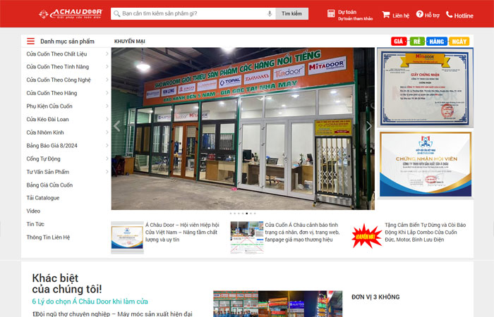 Mẫu web cửa cuốn thiết kế hiện đại tối ưu chất lượng chuẩn UI/UX