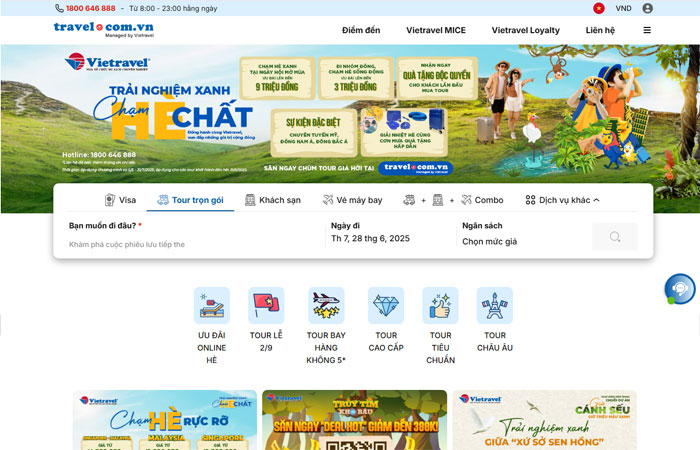 Mẫu web tour du lịch đẹp thiết kế độc đáo chuyên nghiệp chuẩn UI/UX
