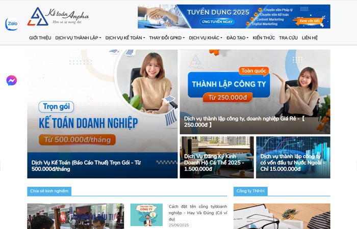 Mẫu web kế toán thành lập công ty thiết kế đẹp chuẩn UI/UX SEO